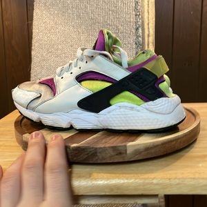Nike Air Huarache Run Neon Yellow & Purple Sneakers